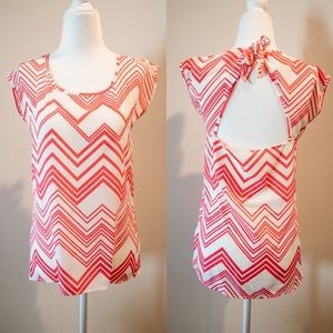 Pink and cream geometric print top, worn once